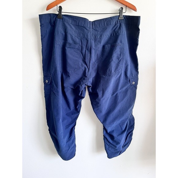 ✅SOLD Woolrich Navy Blue Ruched Legs Hiking Capris Crop Cargo Pants Size 14 - Picture 2 of 13